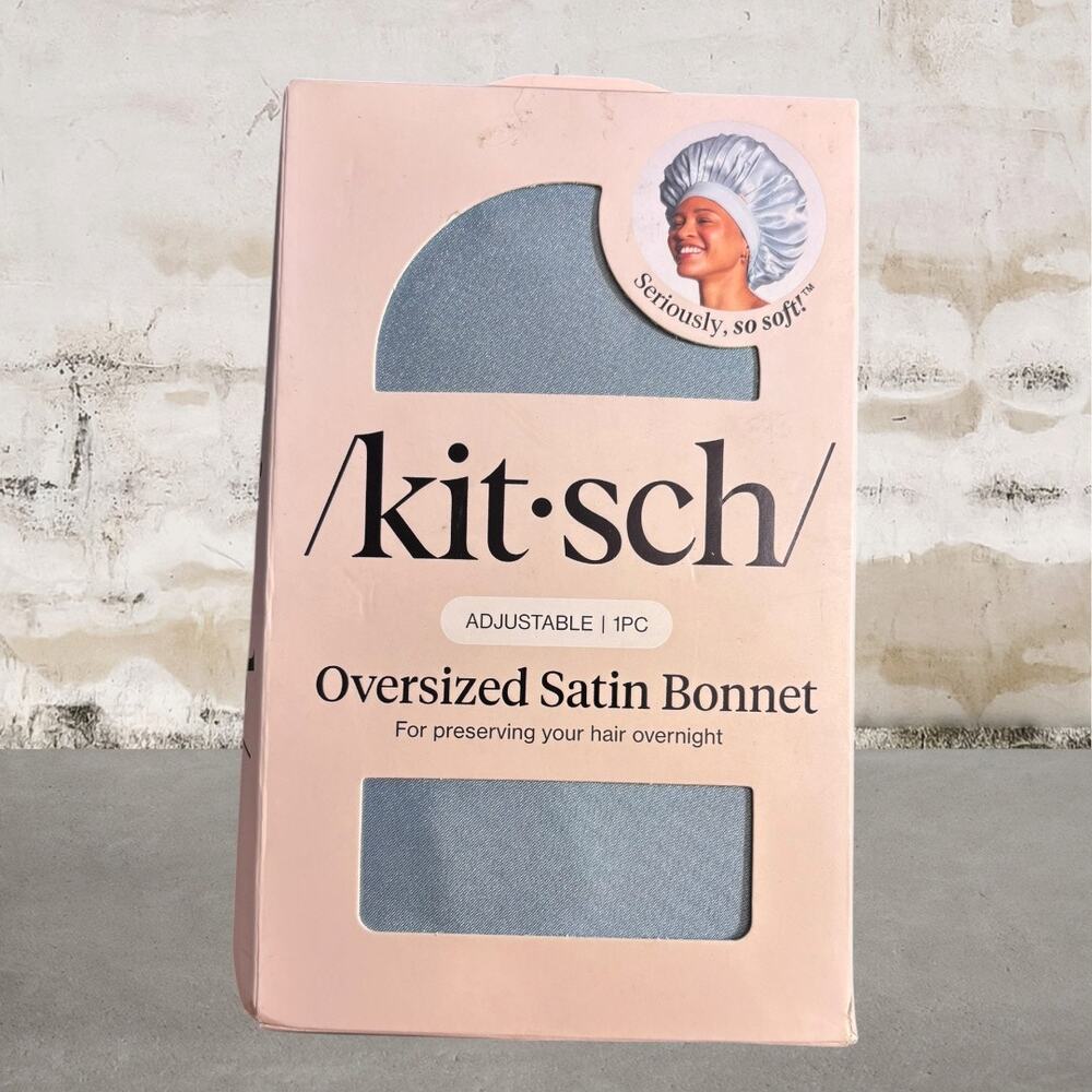 Kitsch Haze Blue Oversized Satin Bonnet NIB